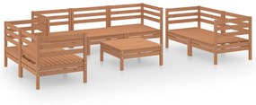 Set mobilier de gradina, 8 piese, maro miere, lemn masiv de pin maro miere, 1