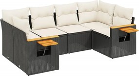 vidaXL Set mobilier de grădină cu perne, 6 piese, negru, poliratan