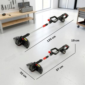 Outsunny Trimmer cu acumulator 2-în-1, lățime de tăiere 30 cm, mâner reglabil, cap motor înclinat pentru grădină și curte, Argintiu | Aosom Romania