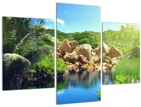 Tablou cu lac în jungla din Seychelles (90x60 cm)