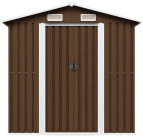 Magazie metalica de gradina, maro, 204 x 132 x 186 cm, otel
