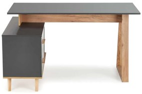 Birou Edwin de colț, antracit / stejar wotan