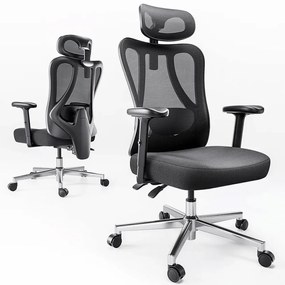 RESIGILAT- HBADA P3 Scaun ergonomic, cu suport lombar reglabil, tetieră reglabilă 2D, cotiere reglabile 2D, pivotant, Negru