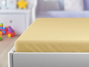 Cearsaf Jersey pentru patut copii cu elastic galben 60x120 cm