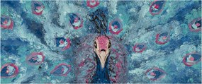 Tablou cu păun pictat (120x50 cm)