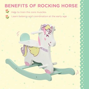 Cal balansoar pentru copii mici, balansoar unicorn pentru 1-3 ani, jucarie pentru copii 68x27x47,5cm Albastru, Roz, Alb AIYAPLAY | Aosom RO