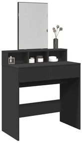 vidaXL Masă de toaletă cu oglindă, negru, 80x41x144,5 cm