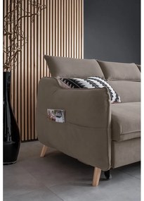 Colțar maro deschis extensibil cu tapițerie din catifea (cu colț pe partea dreaptă) Sweet Harmony – Miuform