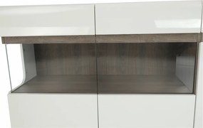 Comodă, albă strălucitoare HG/stejar sonoma închis, LYNATET TYP 42