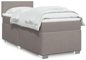 vidaXL Pat box spring cu saltea, gri taupe, 90x190 cm, textil