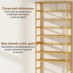HOMCOM Raft de bambus cu 6 niveluri, cu rafturi reglabile, 60x26x161 cm | Aosom Romania
