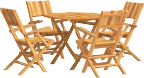 vidaXL Set masă pentru grădină, lemn masiv de tec, 5 piese