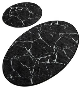 Set 2 covorașe ovale de baie Chilai Marble, negru