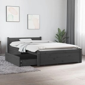 3103485 vidaXL Cadru de pat cu sertare, gri, 90x200 cm