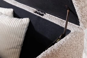Bancheta tapitata cu spatiu de depozitare Extravagancia 140cm, boucle champagne greige