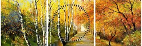 Tablou - Alee romantică de-a lungul apei, pictură în ulei (cu ceas) (90x30 cm)