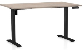 Masa inaltime reglabila OfficeTech B, 120 x 80 cm, bază neagră, stejar