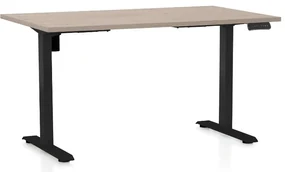 Masa inaltime reglabila OfficeTech B, 120 x 80 cm, bază neagră, stejar