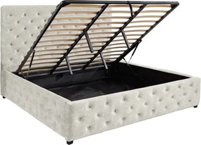 Pat PARIS 160x200cm catifea bej sampanie cu spatiu de depozitare