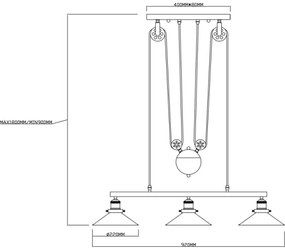 Globo 15053-3 - Lustra LENIUS 3xE27/60W/230V