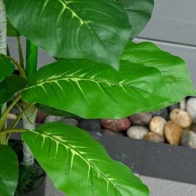 HOMCOM Plantă Artificială cu 33 de Frunze pentru Uz Interior și Exterior cu Ghiveci, Plantă Falsă în PEVA, PE și Ciment, 95 cm, Verde | Aosom Romania