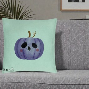 Perna Decorativa Dovleac Halloween Mov Kawaii, 40x40 cm, Verde Menta, Husa Detasabila, Perna Inclusa, BEKZ®