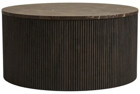 Măsuță de cafea maro închis rotundă cu blat cu aspect de marmură ø 80 cm Rota – House Nordic