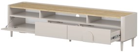 Comodă TV Amilio 200 cm cu sertare - cashmere / stejar uleiat / mânere cashmere