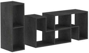 HOMCOM Mobilier TV 75" cu 2 Rafturi în Formă de L și Raft Dreptunghiular, 134-180x30,5x44 cm, Negru | Aosom Romania