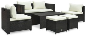 47808 vidaXL Set mobilier de grădină cu perne, 6 piese, maro, poliratan