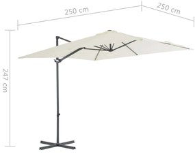 Umbrela suspendata cu stalp din otel, nisipiu, 250 x 250 cm Nisip, 250 x 250 cm
