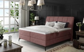 Pat boxspring tapitat cu lada de depozitare, 160X200 cm, Aderito, Eltap (Culoare: Bej inchis)