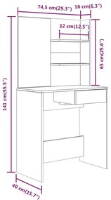 Set masuta de toaleta, stejar sonoma, 74,5x40x141 cm Stejar sonoma