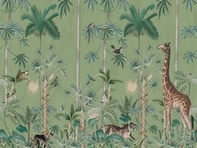 Fototapet, Giraffe's Stroll, Emerald, Rebel Walls
