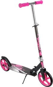 Trotineta copii si adolescenti NOVOKIDS™ Storm Camo PRO, Maxim 100 kg, Functie Super Brake, Maner reglabil pe inaltime, Diametru roata 200 mm, Roz