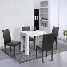 Set de masă Leon 4+1 alb-negru