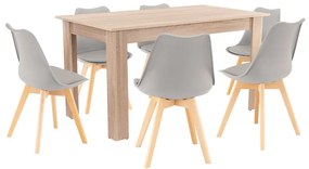 Set de masă Zara 6+1 gri-stejar Sonoma