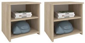 Set 2 Noptiere Alma, O Polita, Stejar Sonoma, 40 x 33 x 40 cm