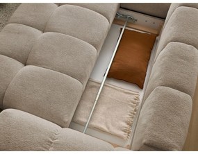 Colțar taupe extensibil/cu spațiu de depozitare cu tapițerie din chenille (cu colț pe partea stângă/în formă de ”L”) Everest – Bobochic Paris