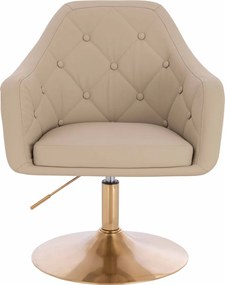 HR831N Scaun Crem Piele Ecologica Premium Soft cu Bază Aurie