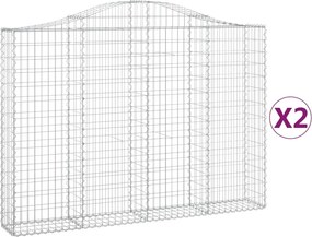 vidaXL Coșuri gabion arcuite 2 buc, 200x30x140/160cm, fier galvanizat