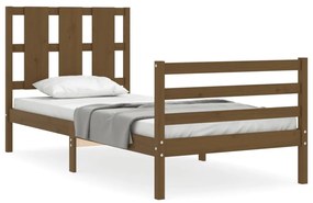 3194104 vidaXL Cadru de pat cu tăblie, maro miere, 90x200 cm, lemn masiv