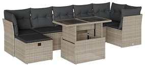 3274672 vidaXL Set mobilier de grădină cu perne, 8 piese gri deschis poliratan