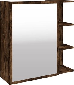 vidaXL Dulap baie cu oglindă stejar fumuriu 62,5x20,5x64 cm lemn