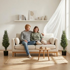 HOMCOM Set 2 plante artificiale de chiparos, 90 cm, pentru interior și exterior, cu ghiveci, 564 frunze, verde | Aosom Romania