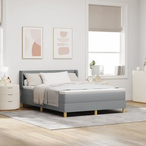 vidaXL Pat cu saltea Box Spring Gri deschis, 140 x 200 cm, din material textil