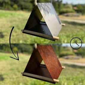 Hrănitoare pentru păsări Vela 25 x 25 x 20 cm, corten CORGARDEN 1041