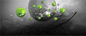 Tabloul cu bile abstracte verzi (120x50 cm)
