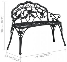 BAN701 - Banca, bancuta gradina, 99 cm, terasa, balcon, spatiu verde - Negru