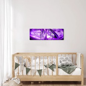 Tabloul fractalilor în violet (cu ceas) (90x30 cm)